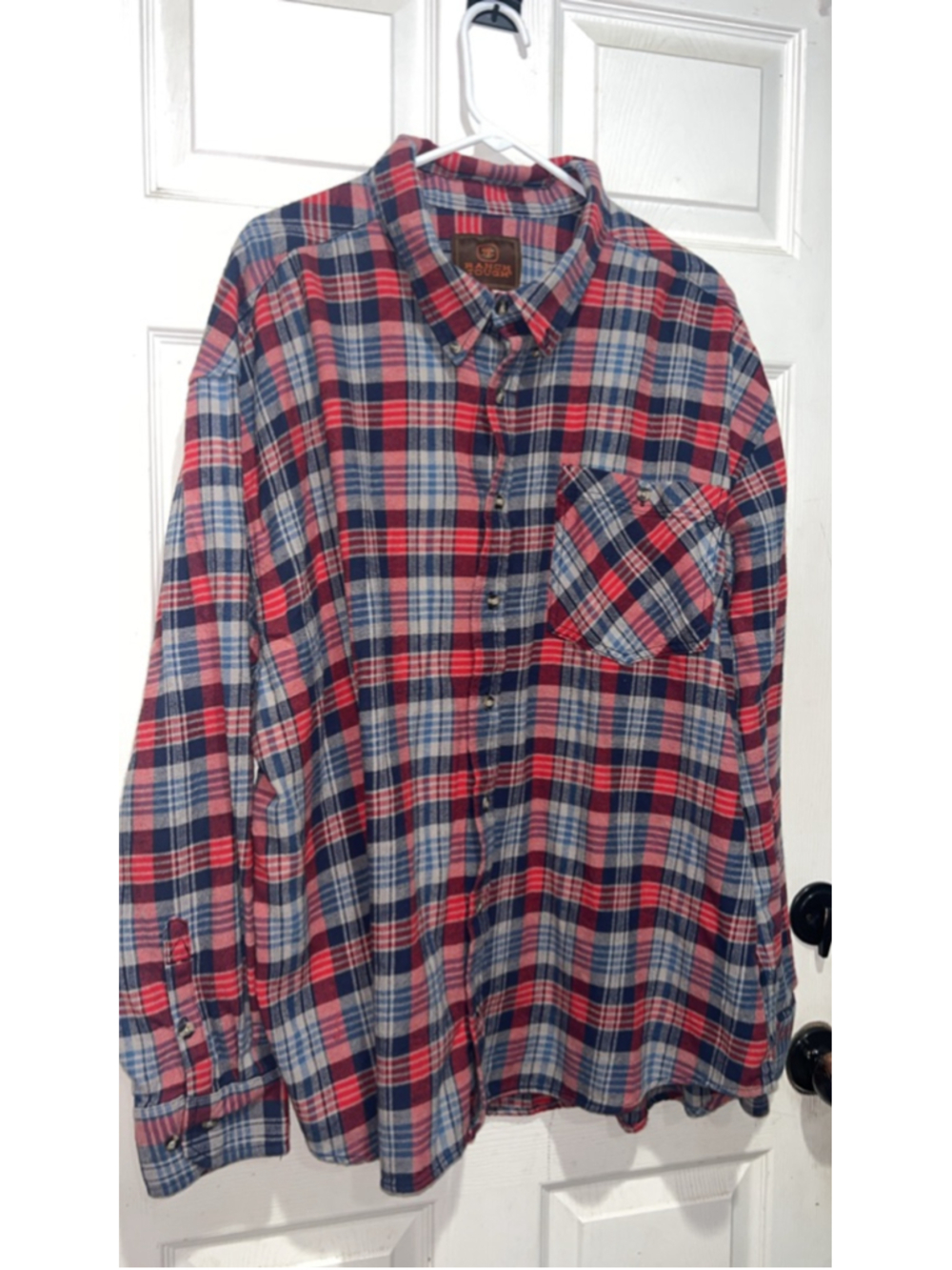 Men's Ranch Tough Plaid Casual Button Down Shirt 4XL Red Blue